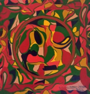OBRA SELECCIONADA La Danza de la vida ll. Óleo. 20x20. Año 2026. Autora Liliana Aurora Jollada. Artista Plástica Argentina.